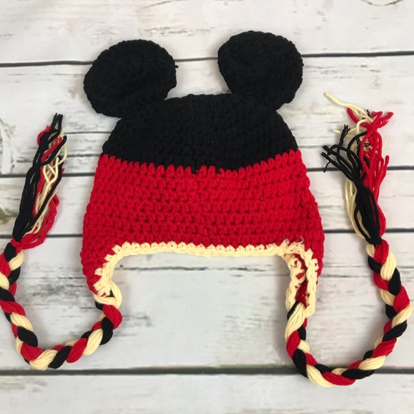 Mickey & Minnie Mouse Crochet Hats with Braided Ties - Picture 5 of 13